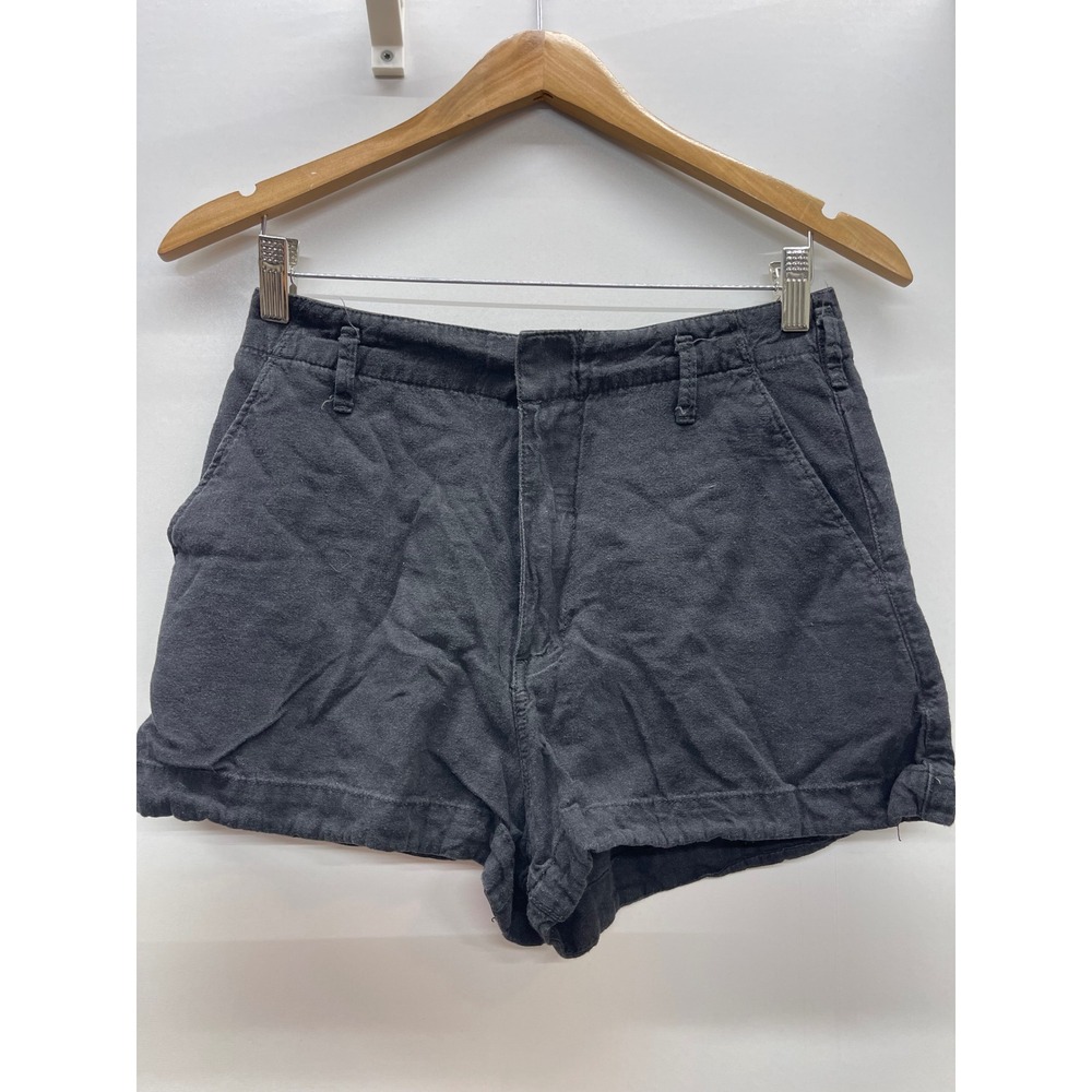 Abercrombie & Fitch Black Linen Blend High Rise Cuffed Shorts Women's Small